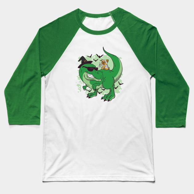 T-Rex and Pug, Trick or Treat Best Friends Baseball T-Shirt by SLAG_Creative